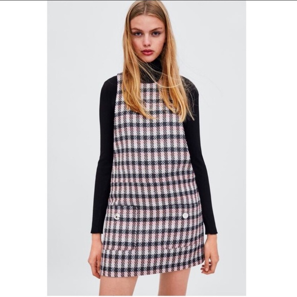 zara tweed pinafore